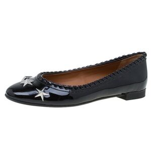 Givenchy Black Star Studded Whipstitch Leather Ballet Flats